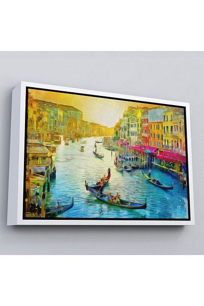Harita Sepeti Italia Veneția Gondola Peisaj Pictură în ulei Vedere Decorativă Pictură murală pe pânză