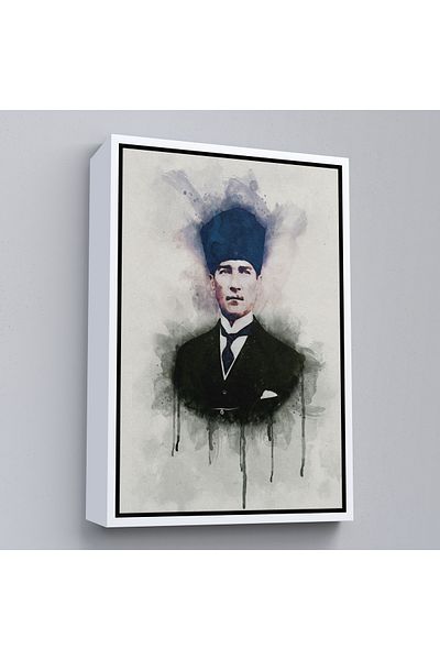 Harita Sepeti Pictură portret Ataturk cu cadru alb Mustafa Kemal Ataturk Pictură decorativă pe pânză dreptunghiulară