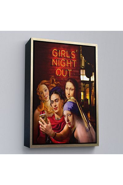 Harita Sepeti Κορίτσια με καφέ πλαίσιο, Girls Night Out, Διακοσμητικός πίνακας τοίχου