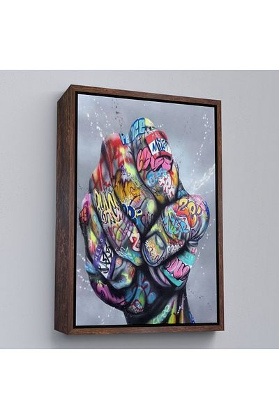 Harita Sepeti Pictură pe pânză Punch Banksy cu cadru alb