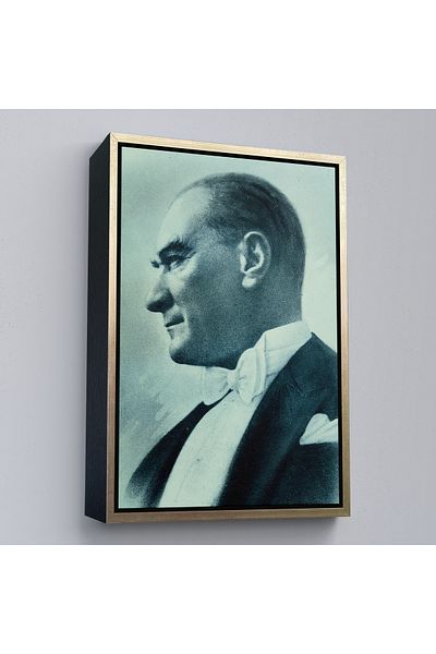 Harita Sepeti Pictură portret Ataturk cu cadru de aur Mustafa Kemal Ataturk Pictură decorativă pe pânză dreptunghiulară