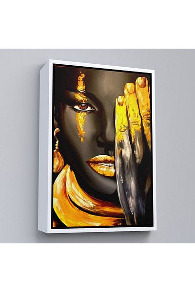 Harita Sepeti Pictură de perete pe pânză pentru femeie africană imprimată pentru femei negre cu cadru alb