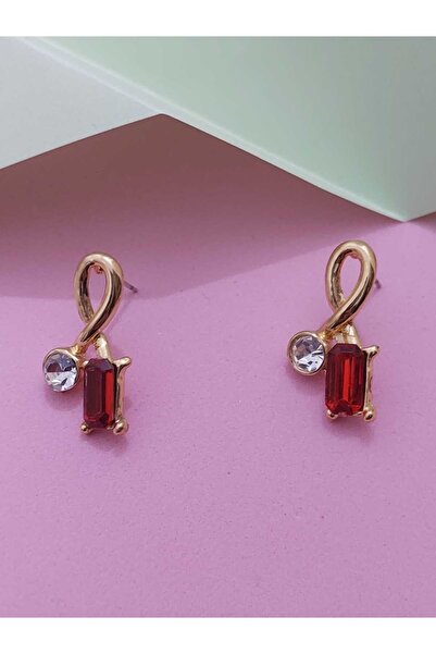 takıbahçesi Taşlı Şık Kırmızı - Yeşil Küpe