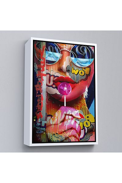 Harita Sepeti Pop Art Street Art Colorat Femei Pictură Decorativă de Perete Cu Cadru Alb