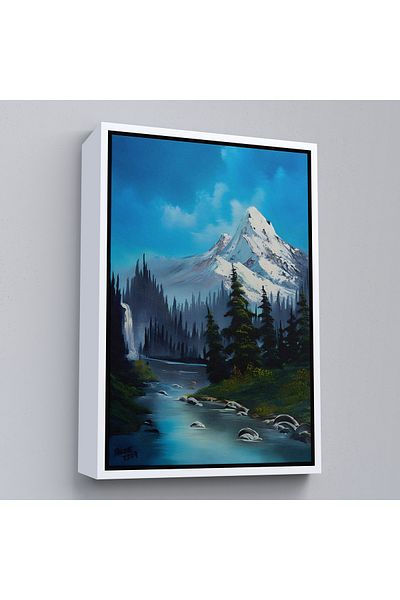 Harita Sepeti Pictură decorativă de perete cu cadru alb Rusia Vedere de munte și râu