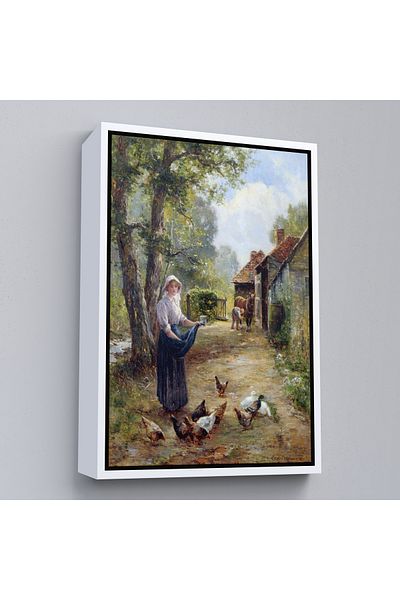 Harita Sepeti Pictură de perete Femeie Rustică Rusă și Puii cu cadru alb