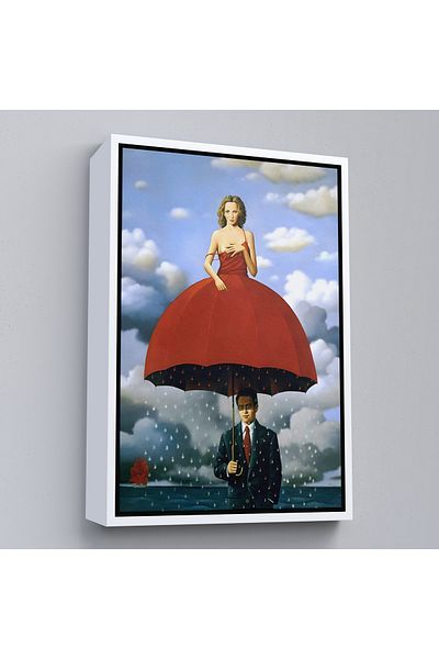 Harita Sepeti Femeie în rochie roșie cu cadru alb Pictură murală surreală