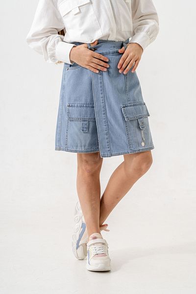 GİYİCEM TEKSTİL Fusta scurtă din denim cu dungi pentru fete