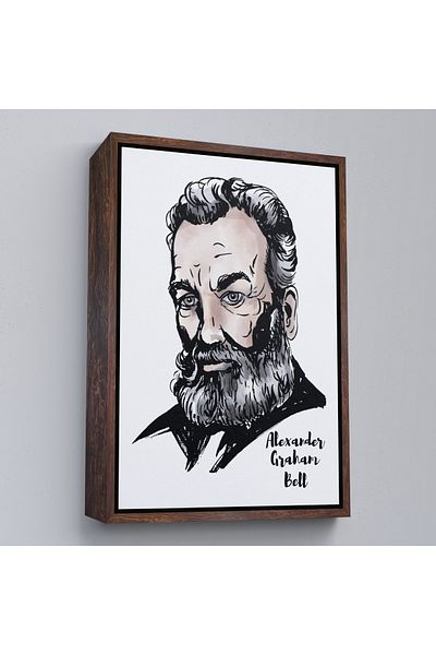 Harita Sepeti Διακοσμητικός πίνακας σε καμβά Alexander Graham Bell με λευκό πλαίσιο