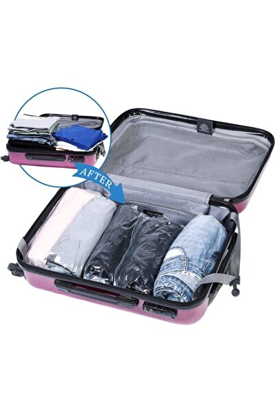 ÜLBAG 3'lü Vakumlu Seyahat Kamp Poşet Seti - Çorap, Yastık, Nevresim, Havlu, Iç Çamaşırı - Kapaksız