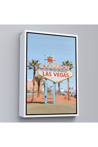 Harita Sepeti Ζωγραφική τοίχου με διάσημο πινακίδα Las Vegas Nevada με λευκό πλαίσιο