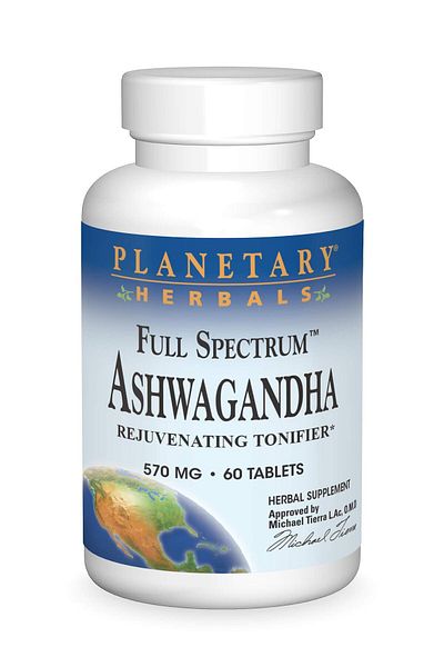 Planetary Herbals Ashwagandha, Full Spectrum 570 mg Rejuvenating Tonifier - 60 Tablets