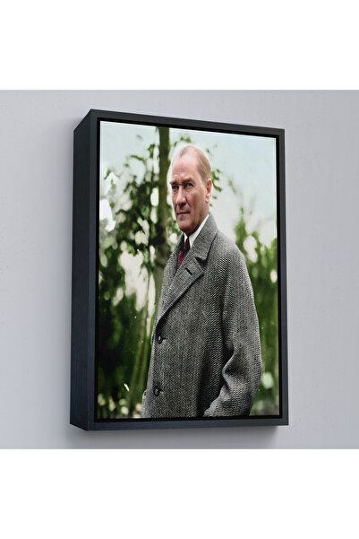 Harita Sepeti Crna uokvirena fotografija Mustafe Kemala Ataturka u zidnoj sli...