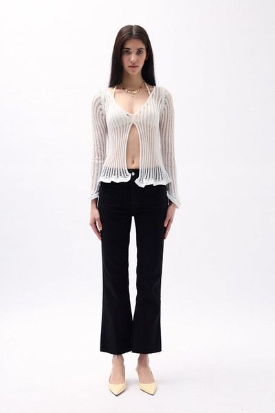 modaserdem    Openwork Long Sleeve Blouse
