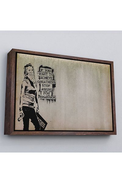 Harita Sepeti Banksy cu cadru alb, dacă doriți să faceți lucruri mari, nu cereți permisiunea de a scrie tablou