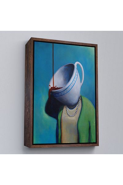 Harita Sepeti Picior de băut cafea cu cadru alb Pictură decorativă de perete pentru femei