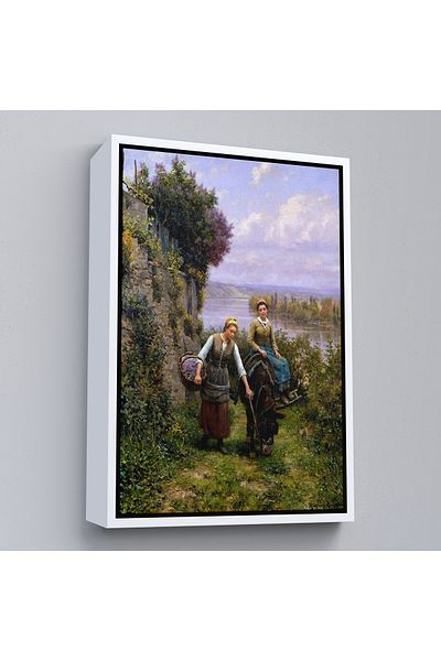 Harita Sepeti Pictură de perete cu fete rurale pe marginea râului cu cadru alb