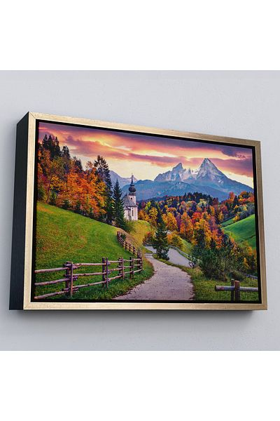 Harita Sepeti Montanul Hochkalter cu rama aurie, bisericile Maria Gern si alpinismul pictura decorativa