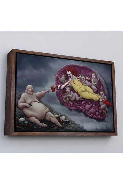 Harita Sepeti White Framed the Hand of the Ademin / God Emphasizing the Capitalism of the Era Themed Canvas Print