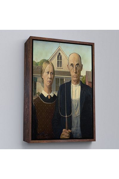 Harita Sepeti American Gothic Style Canvas Painting with White Frame
