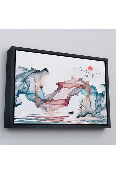 Harita Sepeti Pictură murală decorativă pe pânză cu cerneală abstractă în cadru auriu