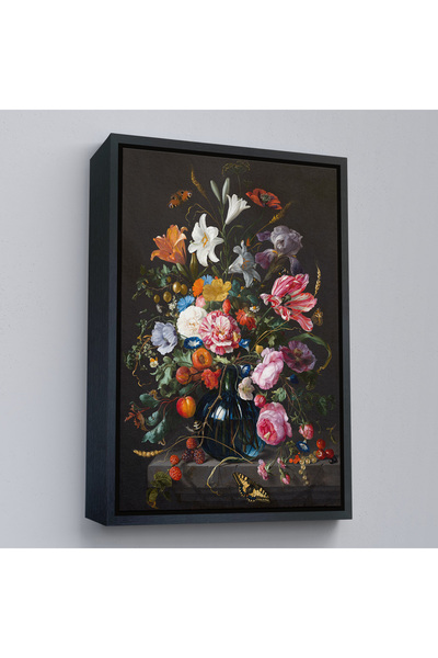 Harita Sepeti Crno uokvireni šareni cvetovi, uljana slika, dekorativna slika ...