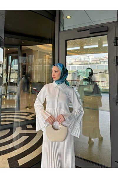 Miraydın Butik Pleated Skirt Top - M8967 Ecru Shirt