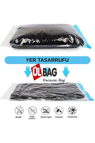 ÜLBAG Комплект от 3 вакуумни чанти за пътуване и къмпинг - чорапи, възглавница, спално бельо, кърпа, бельо - без капак