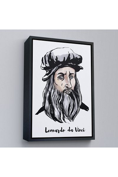 Harita Sepeti Διακοσμητικός πίνακας σε καμβά Leonardo da Vinci με χρυσό πλαίσιο