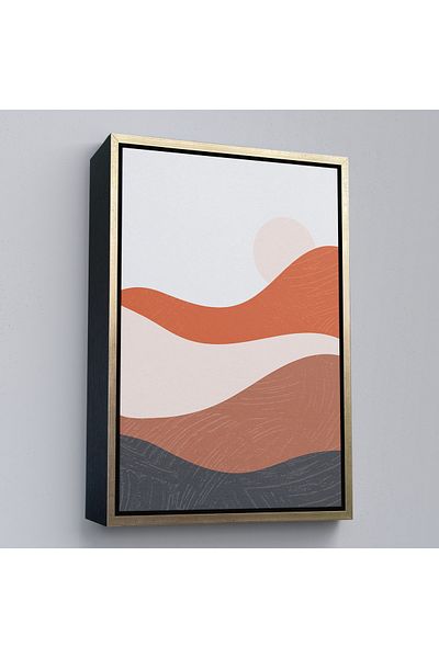 Harita Sepeti Pictură modernă de munți în culori pastel cu cadru auriu