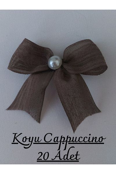 SEVİMLİ TASARİMLAR Pearl Detailed Linen Ribbon Napoli Ready-Made Bow (20 Pieces)
