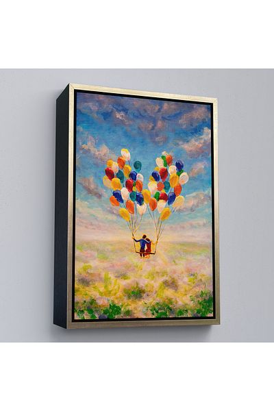 Harita Sepeti Ζωγραφική σε ελαιογραφία Flying Valentines με χρυσό πλαίσιο Bolans Διακοσμητική ζωγραφική τοίχου σε καμβά