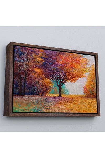 Harita Sepeti Peisaj de toamnă în cadru alb Pictură în ulei Vedere Pictură decorativă pe pânză