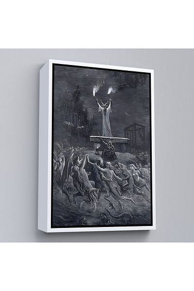 Harita Sepeti Pictură de perete Dance of the Sabbath cu cadru alb, Gustave Dore