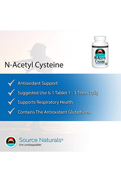 source naturals N-Acetyl Cysteine 1000 mg Antioxidant & Respiratory Support - 120 Tablets