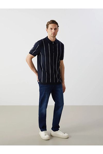 LC Waikiki Polo Neck Short Sleeve Striped Men's Knitwear Sweater