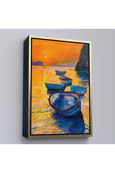 Harita Sepeti Кафява рамка за стенопис с морски залез