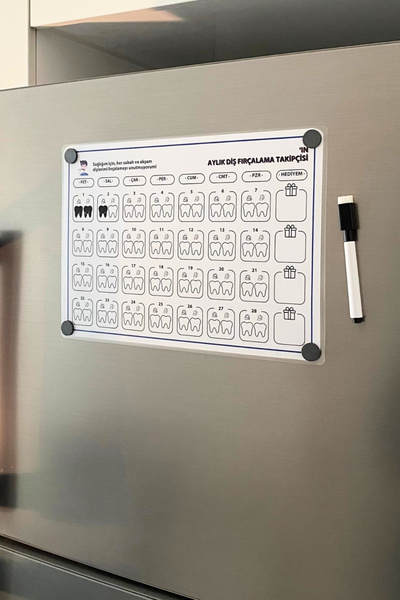 caps Periajul dinților pentru băieți - Planificator cu magnet pe frigider