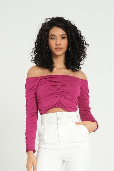 Hiccup Μακρυμάνικο Crop Top με λουράκι ώμου