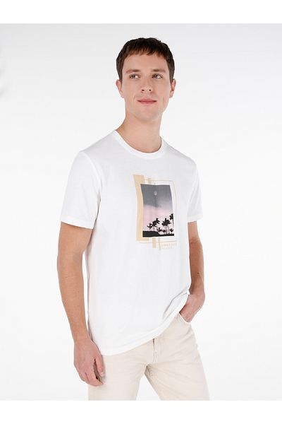Colin's Tricou alb pentru bărbați - mâneci