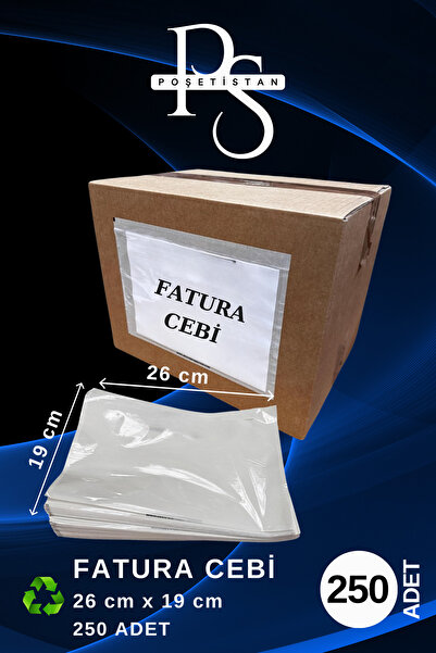 POŞETİSTAN 19x26cm 250 Adet Fatura Cebi