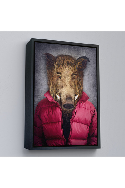 Harita Sepeti Slika na platnu sa crnim okvirom, svinjska glava, ljudski lik