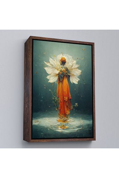 Harita Sepeti Pictură de femeie surreală într-un ținută portocalie cu cadru alb