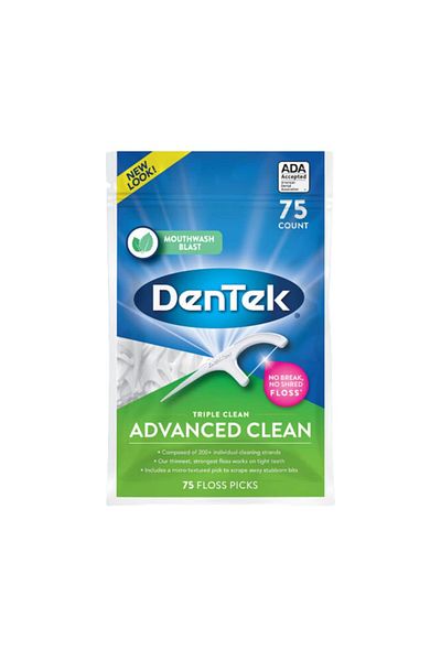 DENTEK Triple Advanced Clean Mouthwash Blast Floss Picks, 75 Count, (Pack of 1)