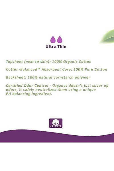 Organyc Organic Cotton Light Incontinence Liners, FSA/HSA Eligible, Ultra Thin, 24 Count