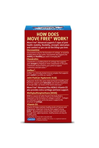 Schiff Move Free Advanced Plus MSM & Vitamin D3, 80ct - Joint Health with Glucosamine & Chondroitin