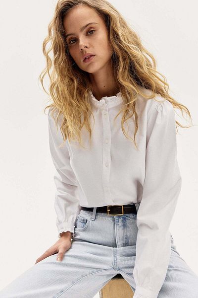 H&M Frill-trimmed Oxford Blouse