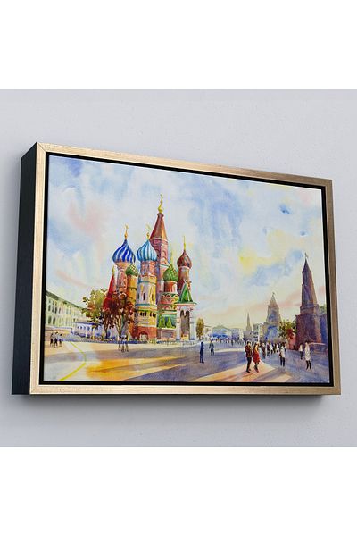 Harita Sepeti Кафява рамка на Кремъл и Червения площад, картина на катедралата „Василий Блажени“ в Москва