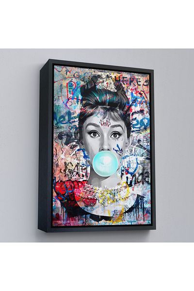 Harita Sepeti Ζωγραφική τοίχου με χρυσό πλαίσιο Audrey Hepburn Graffiti Pop Art