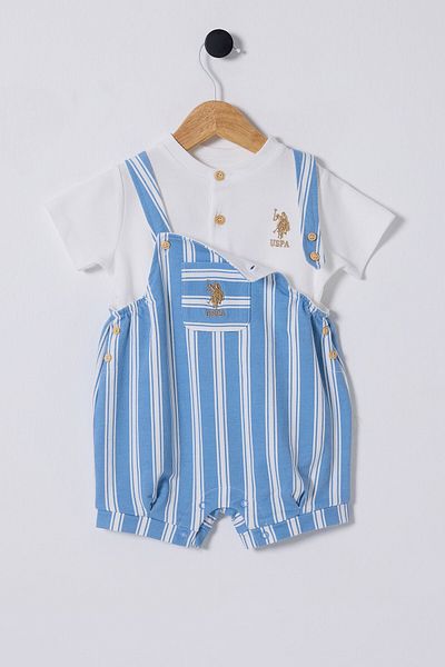U.S. Polo Assn. U.S. Polo Assn. Baby Boy Striped Romper Set with Shorts, Cotton and Stylish Design